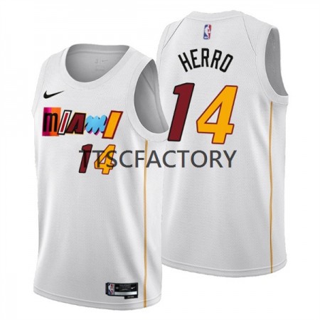 Maillot Basket Homme Miami Heat Tyler Herro 14 Nike 2022-23 City Edition Blanc Swingman